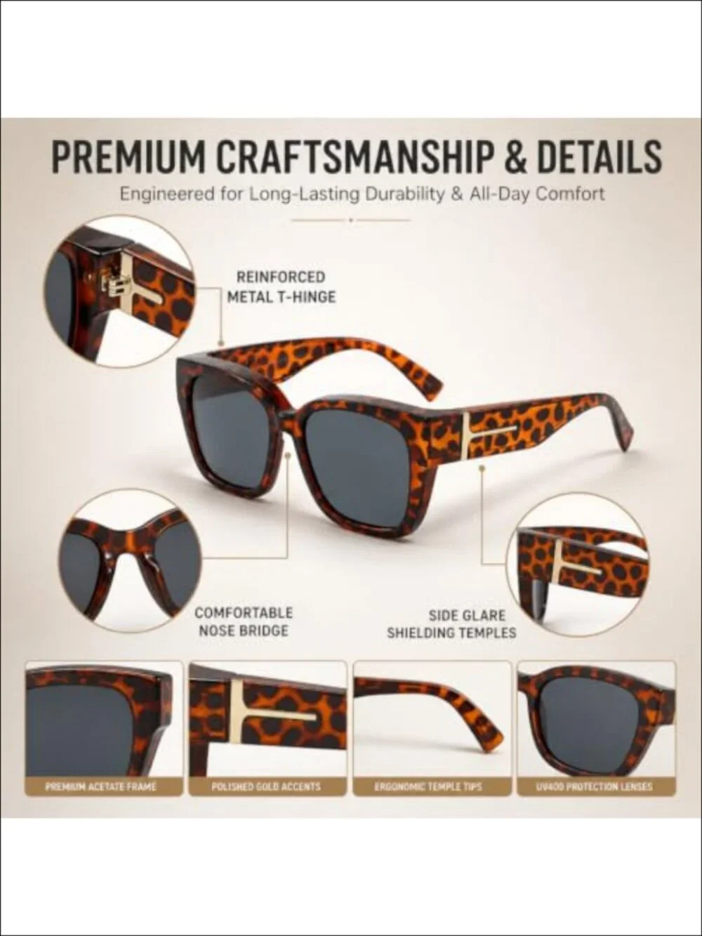 Polarized Fit Over Sunglasses UV400 Protection Square Full Frame
